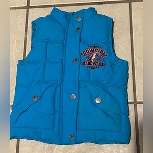 Cowgirl Hardware Toddler Girl Teal Blue Puffer Vest Size 2T